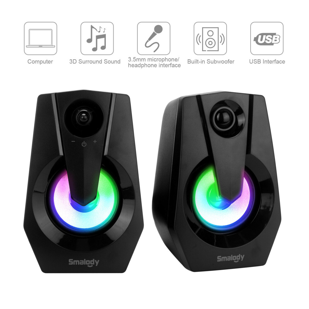 Computer Speakers Stereo Desktop Pc Surround Bar Loudspeaker Black 613310326915