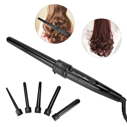 Ceramic Hair Curling Wand Salon Curlers Tong Styler 5 In 1 Set