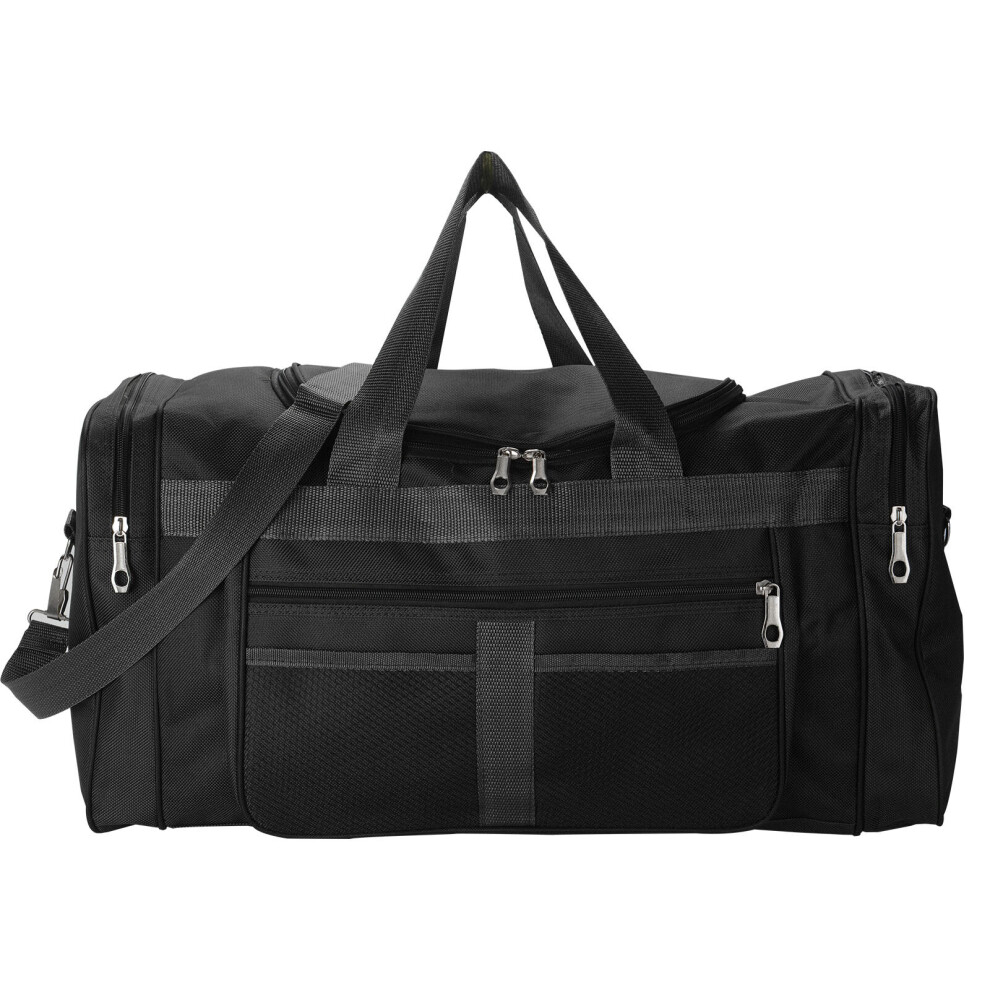 (Black) Sports Duffle Canvas Travel Holdall