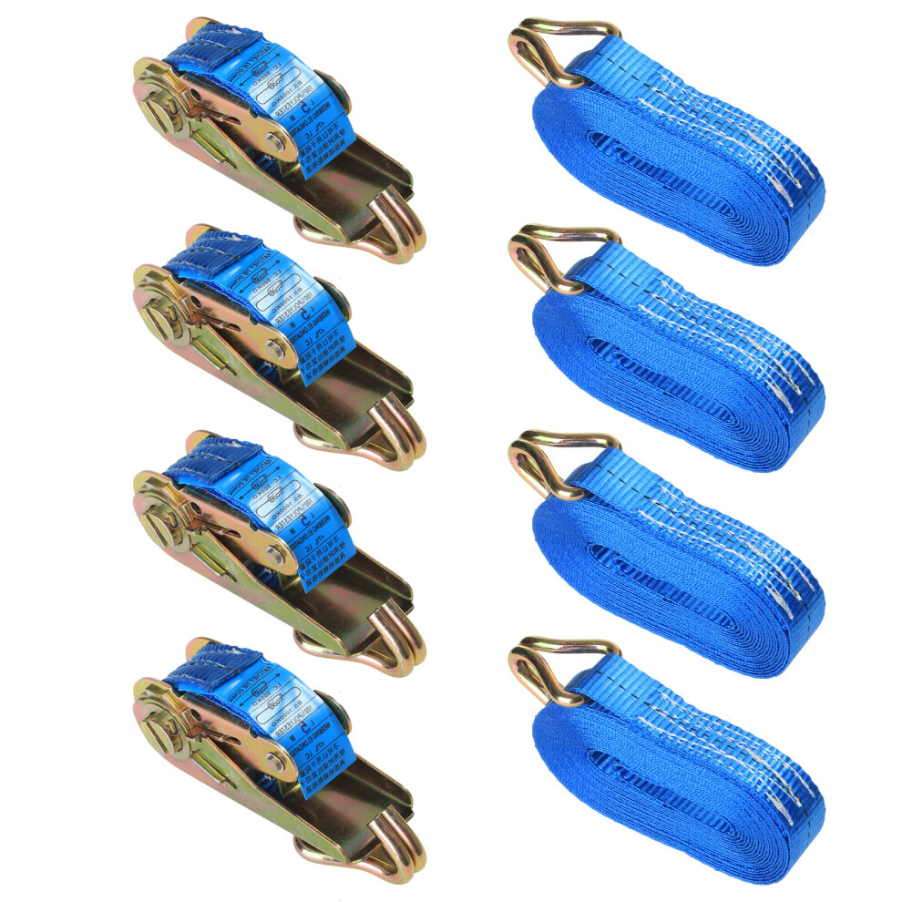 4X25mm 5 Meter Ratchet Tie Down Straps Claw Lorry Lashing Blue