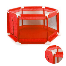 (Red) 6 Sides Baby Playpen house with Round Zipper Door