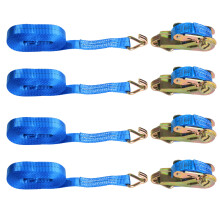 4x 25mm x 5m Ratchet Tie Down Straps with Claw Hooks - Heavy-Duty Polyester, EN12195-2, 0.8t MBL