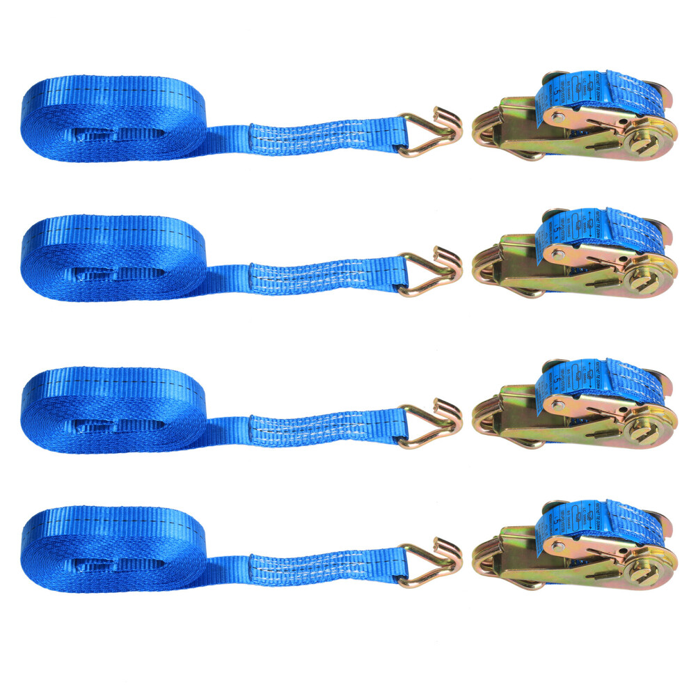4 x 25mm 5 Meters Ratchet Tie Down Straps Claws Lorry Handy Travel