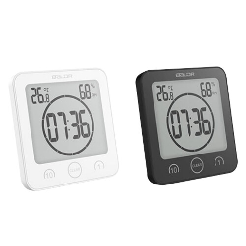 (Black) Bathroom Waterproof Digital Clock Timer Alarm 2