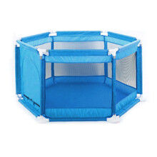 (Gray ) Baby Playpen 6 Sides with Round Zipper Door Play
