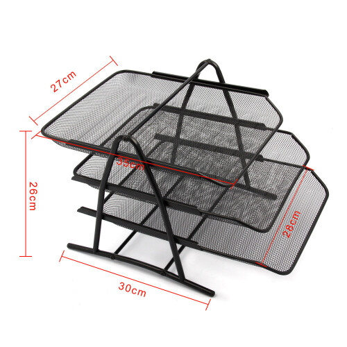 (Black) 3 Tier Office Filing Holder Document Letter 1