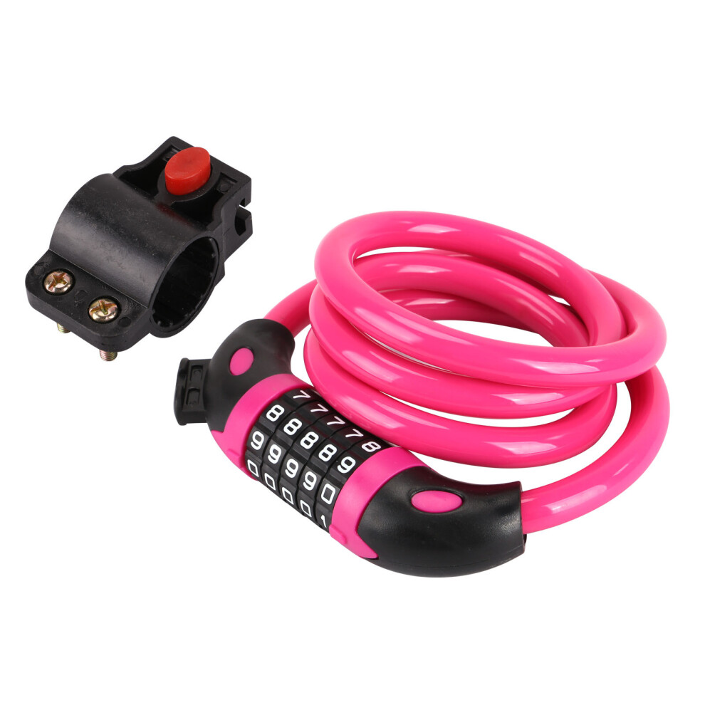 (Pink) Digit Combination Bicycle lock Spiral Cable Lock-image-OPC-P6G7TV5-NEW