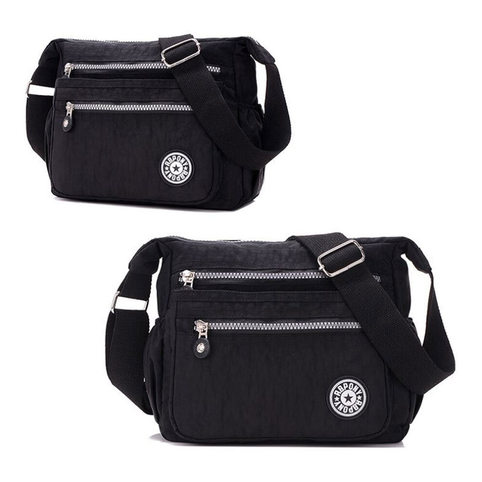 ( ) Cross Body Handbag Ladies Canvas Shoulder Bag Black