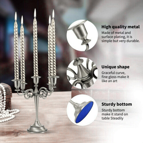 (Golden) Metal Candle Holder Candelabra Décor Table 2