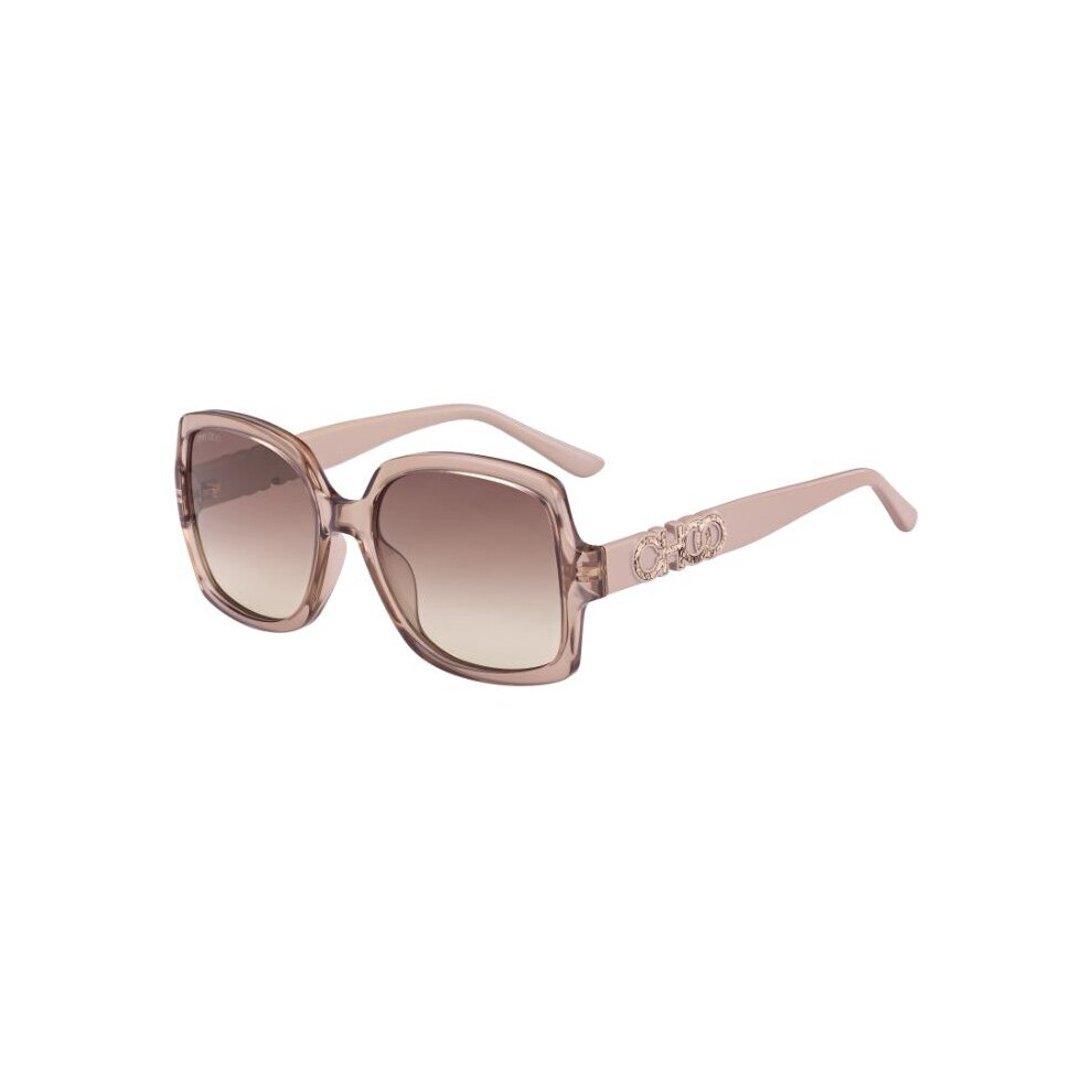 Square Crystal Nude Brown Gradient Sunglasses