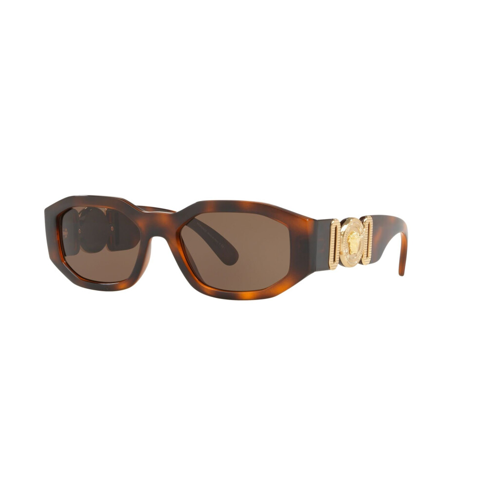 VERSACE Dark Brown MEDUSA BIGGIE Hexagon Sunglasses
