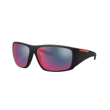 Prada Sport Linea Rossa SPS04V 1BO9Q1 Demi Shiny Black/Dark Grey-Blue Red Mirror Sunglasses