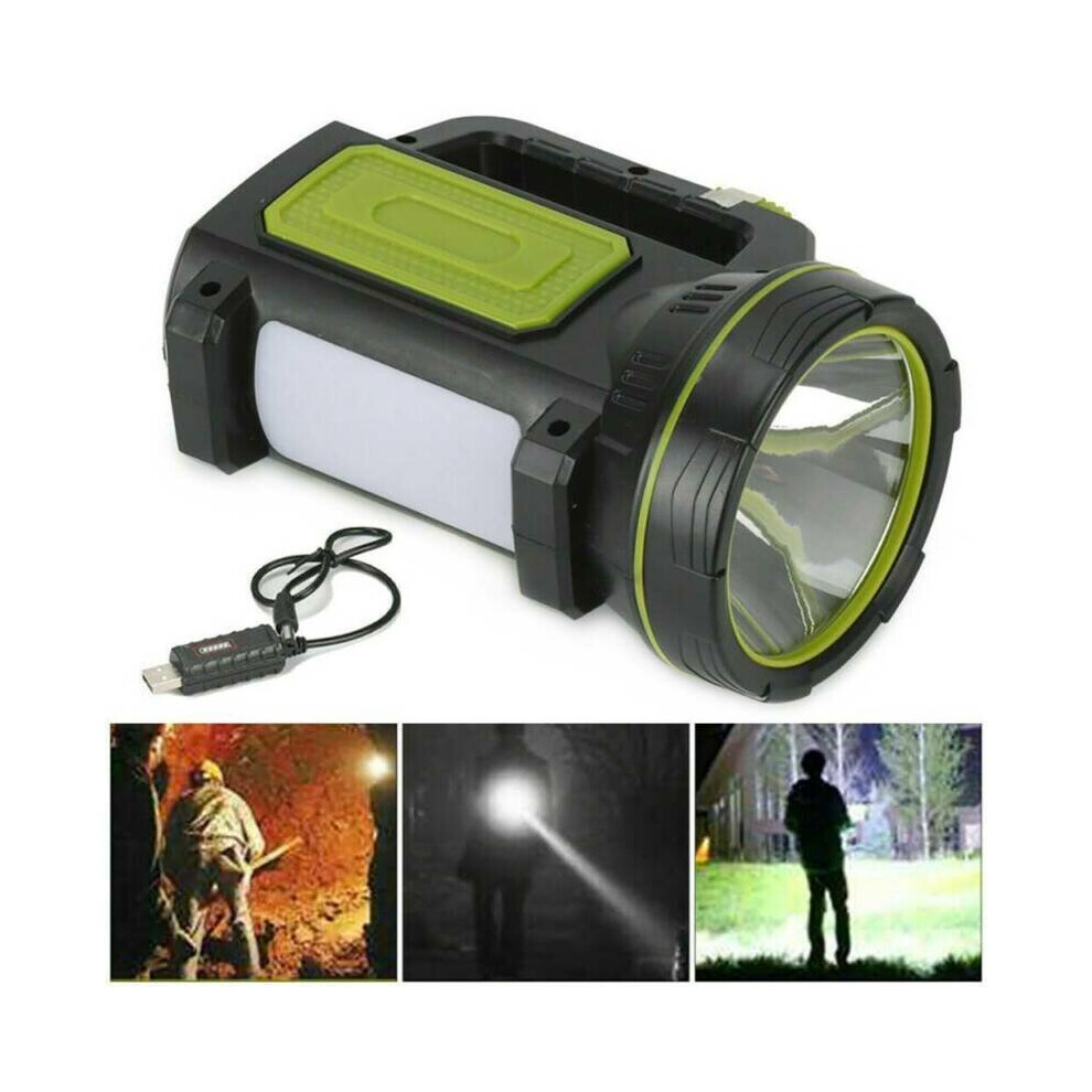 At Night LED Searchlight Spotlight USB Rechargeable Hand Torch Work Light Lamp