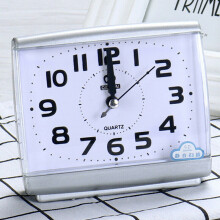 (White) Square Non Ticking Alarm Clock Quartz Bedside Snooze Easy To Read No Tick