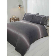 Diamante Teddy Fleece Bedding Duvet Cover Set - Double, Grey