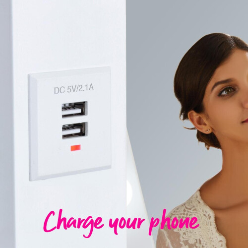 MOOD Hollywood Mirror, 2 x Plug & USB Sockets, Dressing Table or Wall Mounted,  65 x 80cm, 2