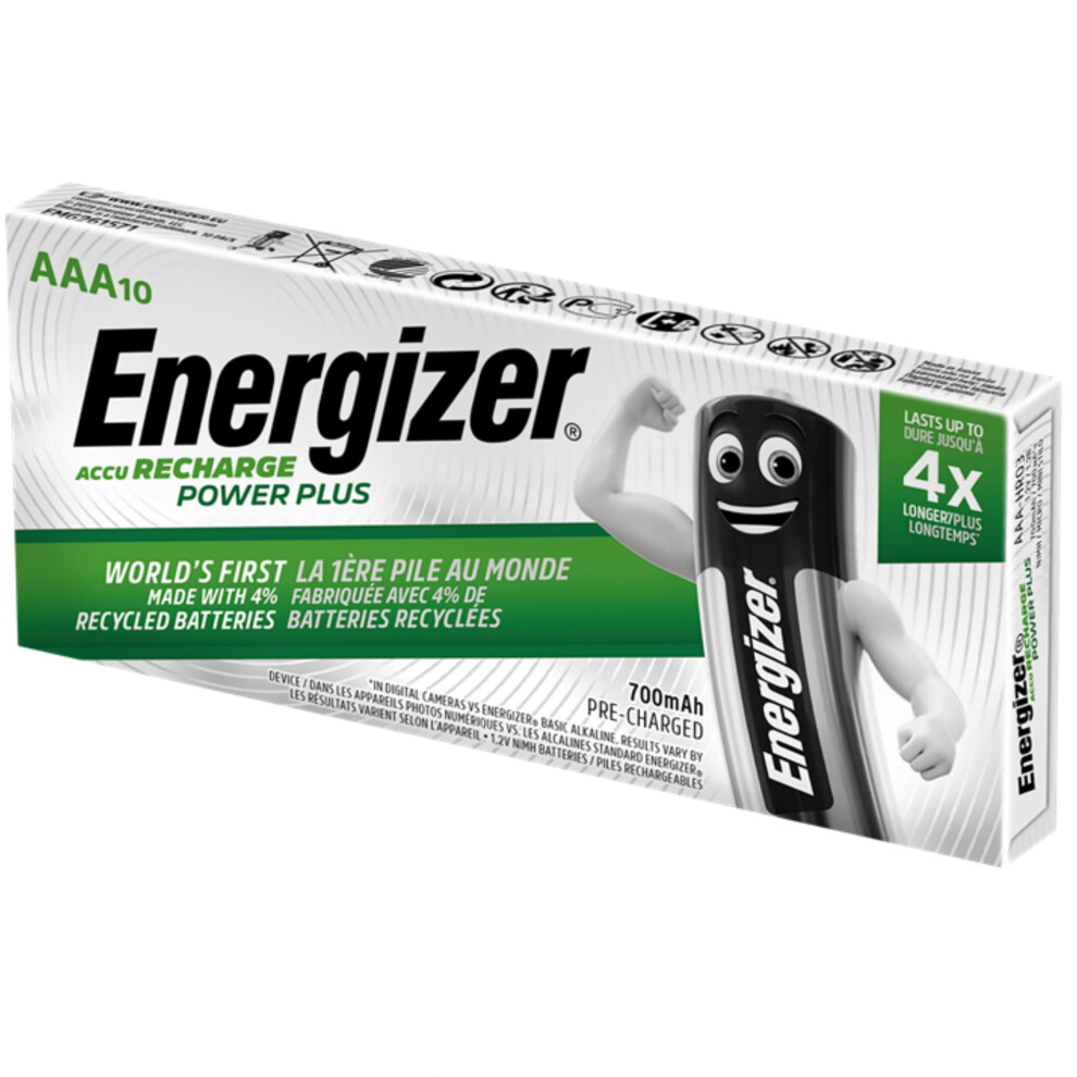 10 Pack Energizer Power Plus Rechargeable AAA 700mAh Batteries