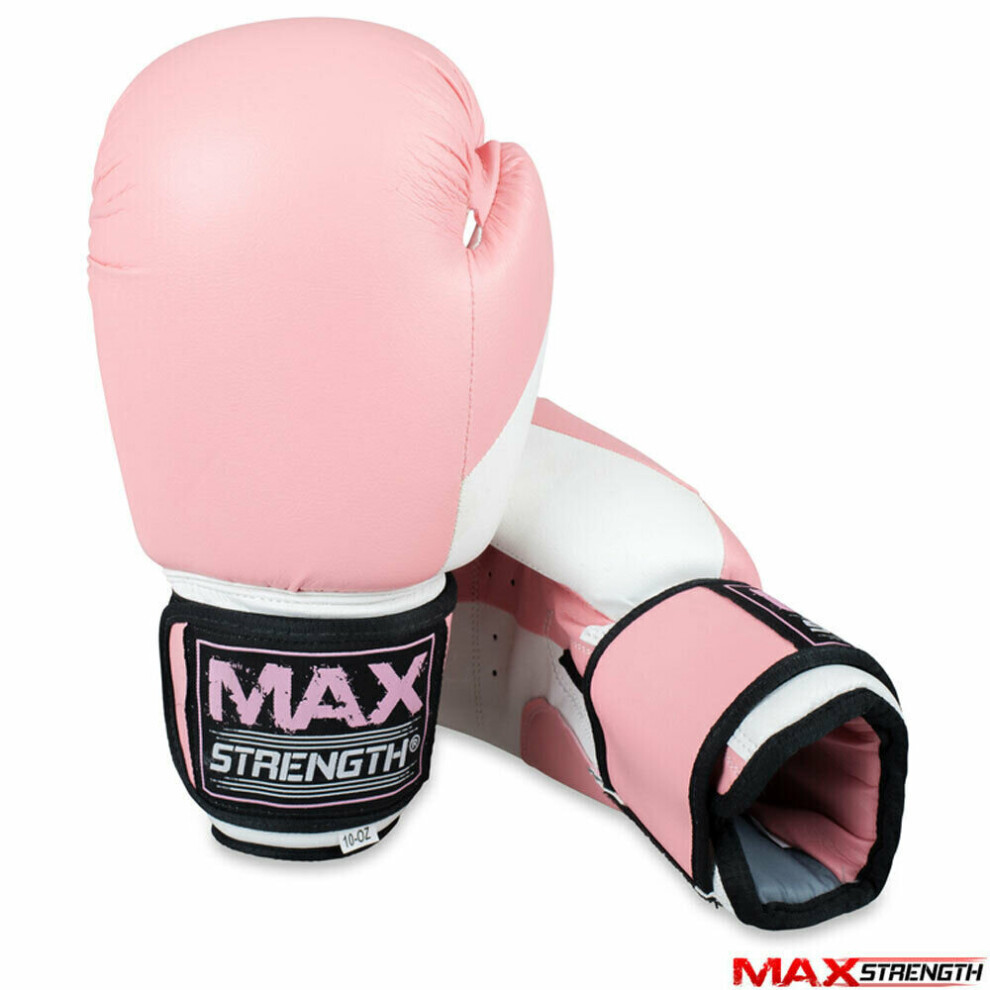 (Pink , 6oz) MAXSTRENGTHÂ® Boxing Gloves Kick Punch Bag Muay Thai UFC Fight Training Mitts MMA