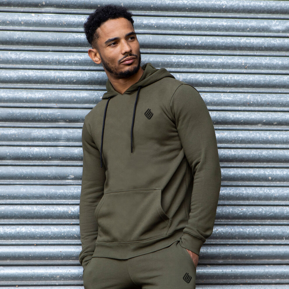 Ze Enzo (, L) Mens Hoodie Enzo Fleece Hoody Hooded Jumper Sweatshirt Green