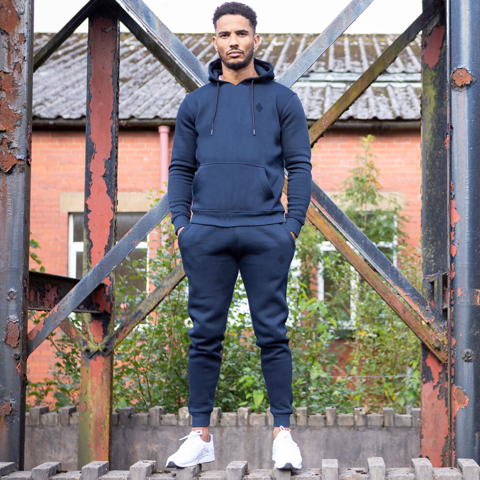 Ze Enzo (, L) Mens Hoodie Enzo Fleece Hoody Hooded Jumper Sweatshirt Blue