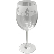 Animo Cricket Crystal Wine Glass Hand Decorated Gift Box