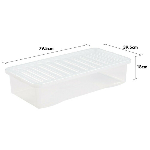 Wham Large Clear Plastic Under Bed Storage Box Clear Stackable Containers 42 Litre 1