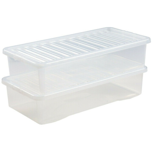 Wham Large Clear Plastic Under Bed Storage Box Clear Stackable Containers 42 Litre 2