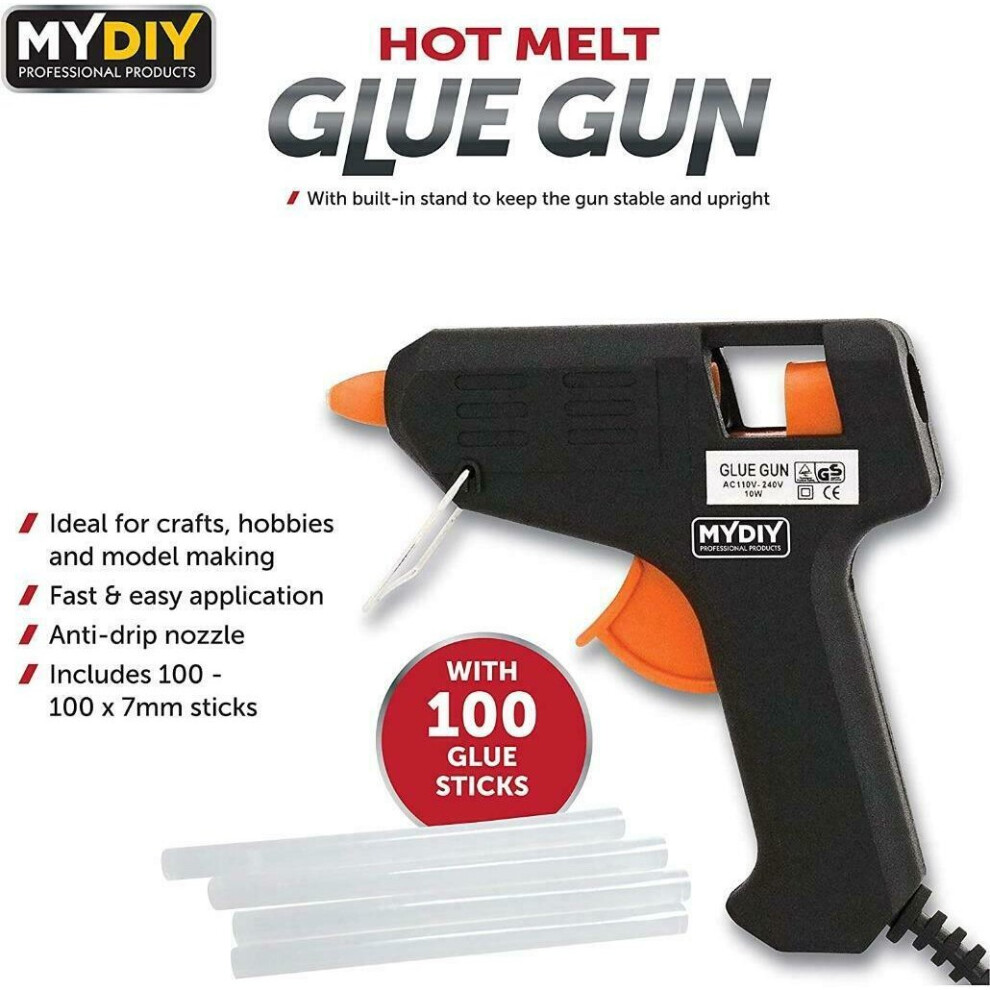 Mydiy Black / Orange Hot Melt Glue Gun With 100 Glue Sticks For Arts Crafts, Minor Home Repairs, Diy Projects, Decorations And More - Image 2