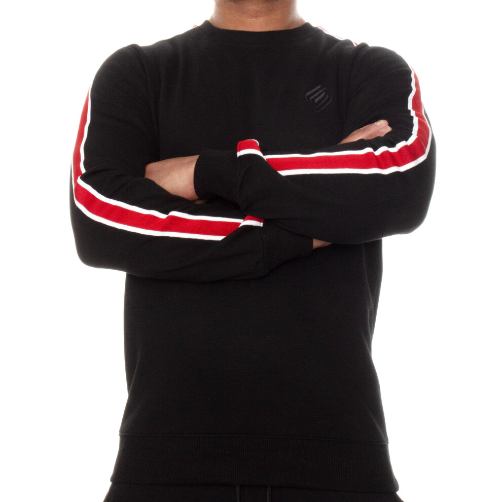 (Black, L) Mens Sweatshirt Enzo Jumper Winter Warm Fleece Sweater 