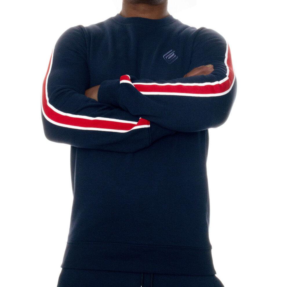 (Blue, 2XL) Mens Sweatshirt Enzo Jumper Winter Warm Fleece Sweater 