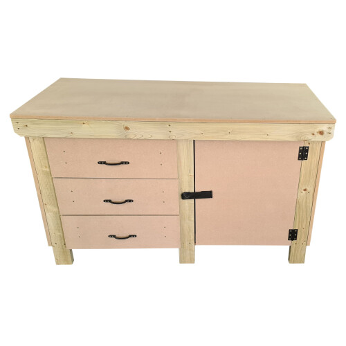 (5ft, Without Back Panel) Wooden MDF Tool Cabinet Workbench with Lockable Cupboard 1