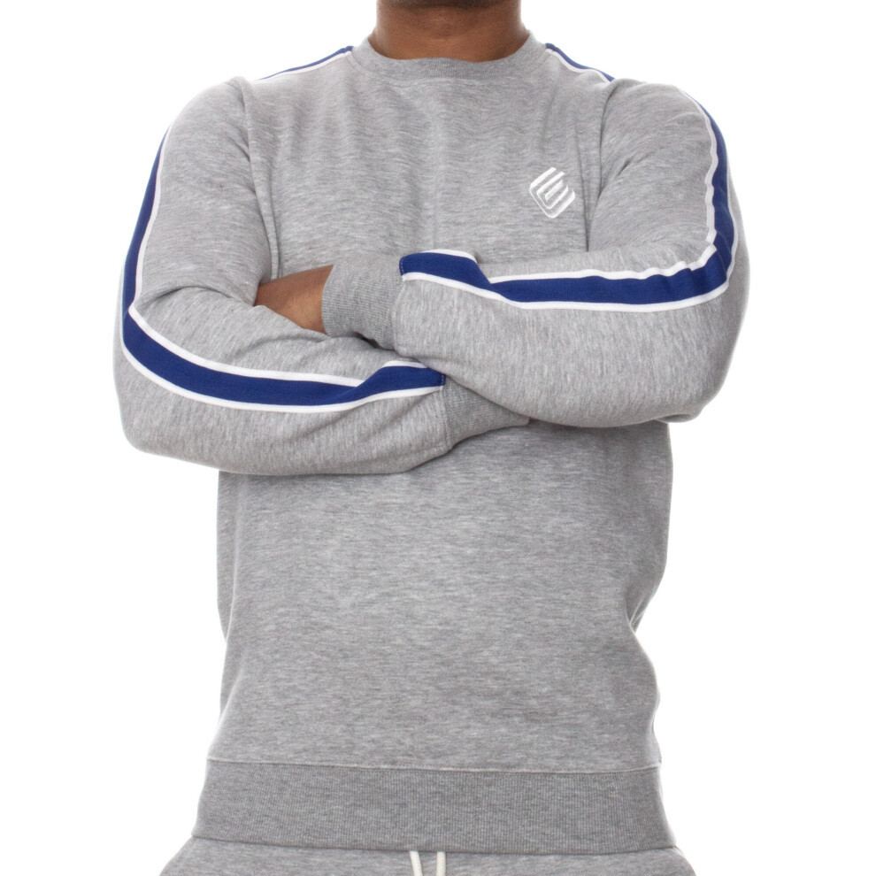 (Grey, M) Mens Sweatshirt Enzo Jumper Winter Warm Fleece Sweater 