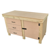 (6ft, Without Back Panel) Wooden MDF Tool Cabinet Workbench with Lockable Cupboard