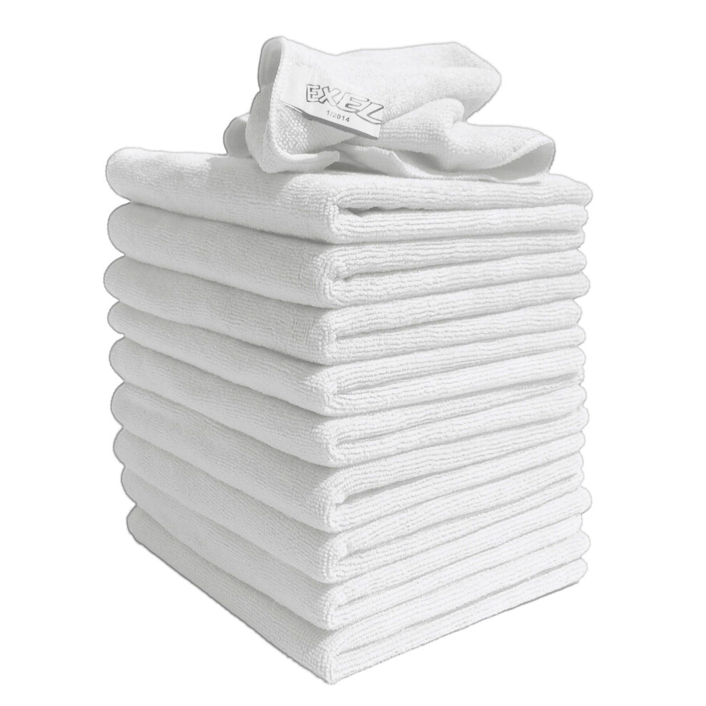 Exel Supercloth - Medium Duty Microfibre Cloths - White - Pack of 10 - Exel - MIWH37