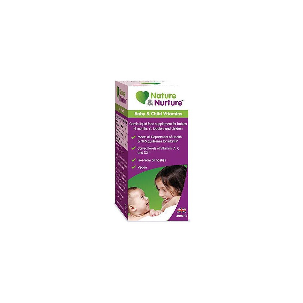 Nature & Nurture Baby & Child Vitamins. The Gentle Liquid multivitamin for Babies, Toddlers and Children. Made in The UK. 60 Doses (Lasting Twice as