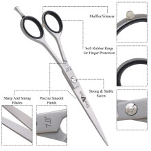 EXJ - Hairdressing Grooming Hair Cutting Styling Barbers Scissors & Shears - Silver - 7"