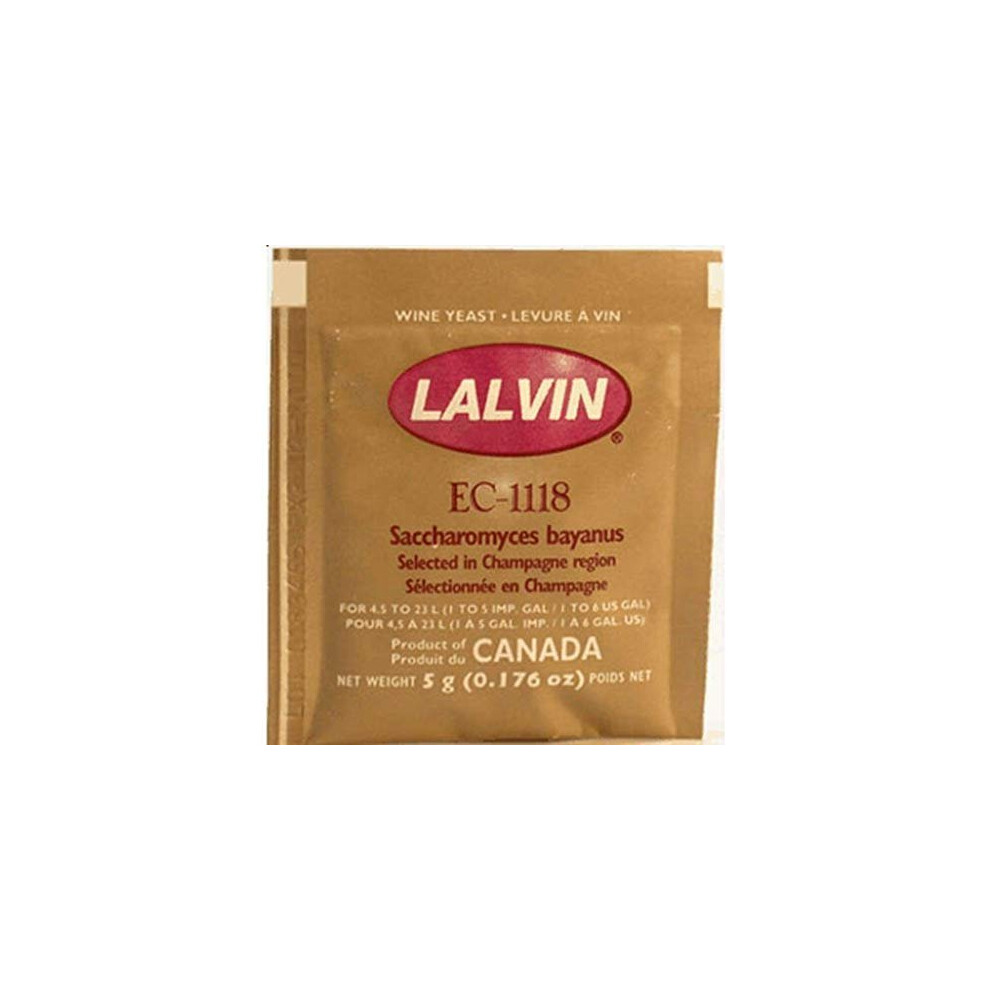 Lalvin Ec-1118 Champagne Yeast 5G - Sparkling Wine, Cider & Mead Starter, 18% Abv, 10-30C, 067031000119