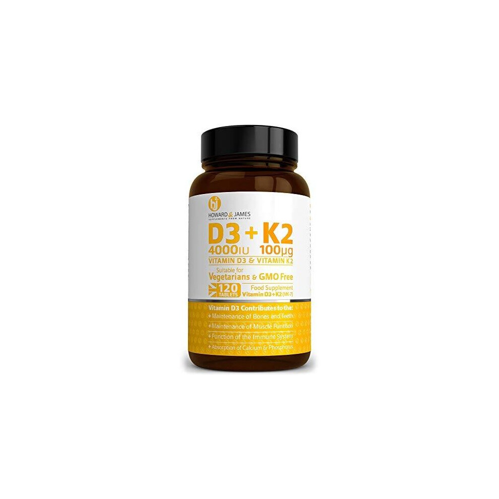 HOWARD & JAMES Vitamin D3 4000iu Plus Vitamin K2 100ug 120 High Strength - Image 4
