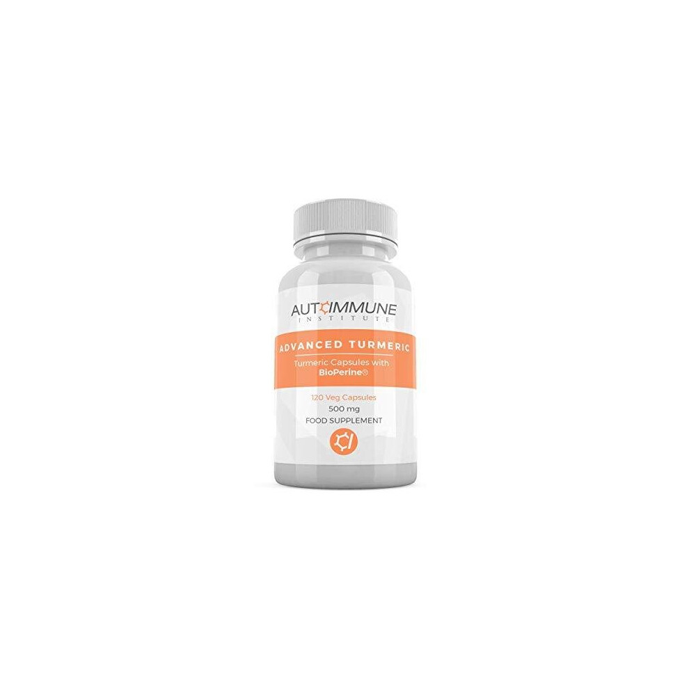 Autoimmune Institute Advanced Turmeric. High Strength Turmeric Capsules Supplement With Black Pepper Extract (Bioperine) For 20 Times Improved Absorption. Made In Uk. Hi