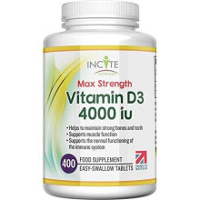 Vitamin D 4000iu - 400 Premium Vitamin D3 Easy-Swallow Micro Tablets - One a Day High Strength Cholecalciferol VIT D3 - Vegetarian Supplement - Made