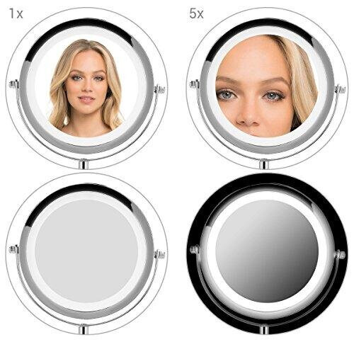 Navaris LED Illuminated Makeup Mirror TwoSided Vanity Mirror with
