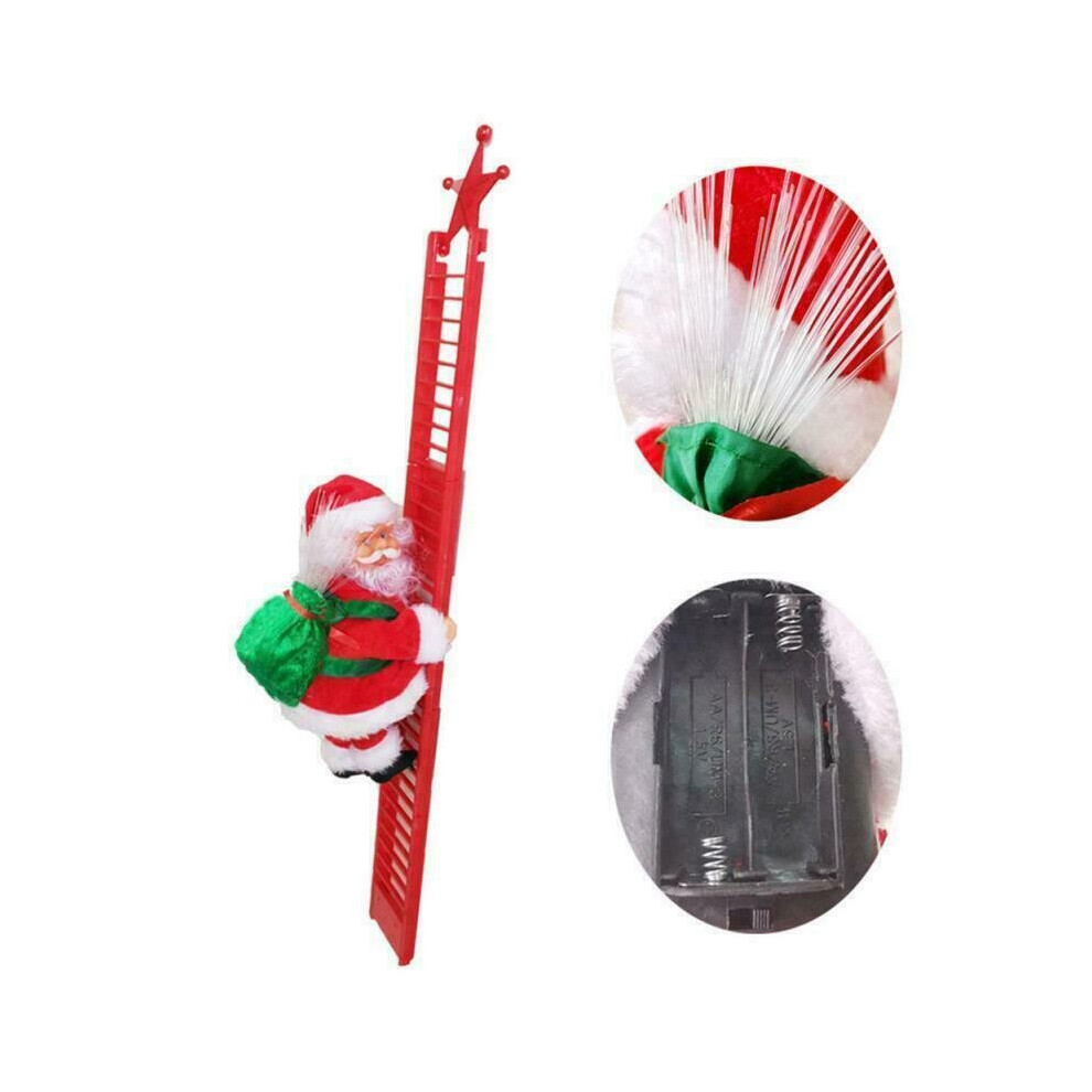 (Red Light Beam Climbing Ladder) Santa Claus Climbing Ladder Electronic DIY Christmas Tree Decoration Doll