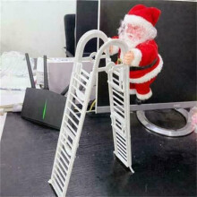 (White Double Climbing Ladder) Santa Claus Climbing Ladder Electronic DIY Christmas Tree Decoration Doll