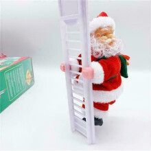 (White Single Climbing Ladder) Santa Claus Climbing Ladder Electronic DIY Christmas Tree Decoration Doll