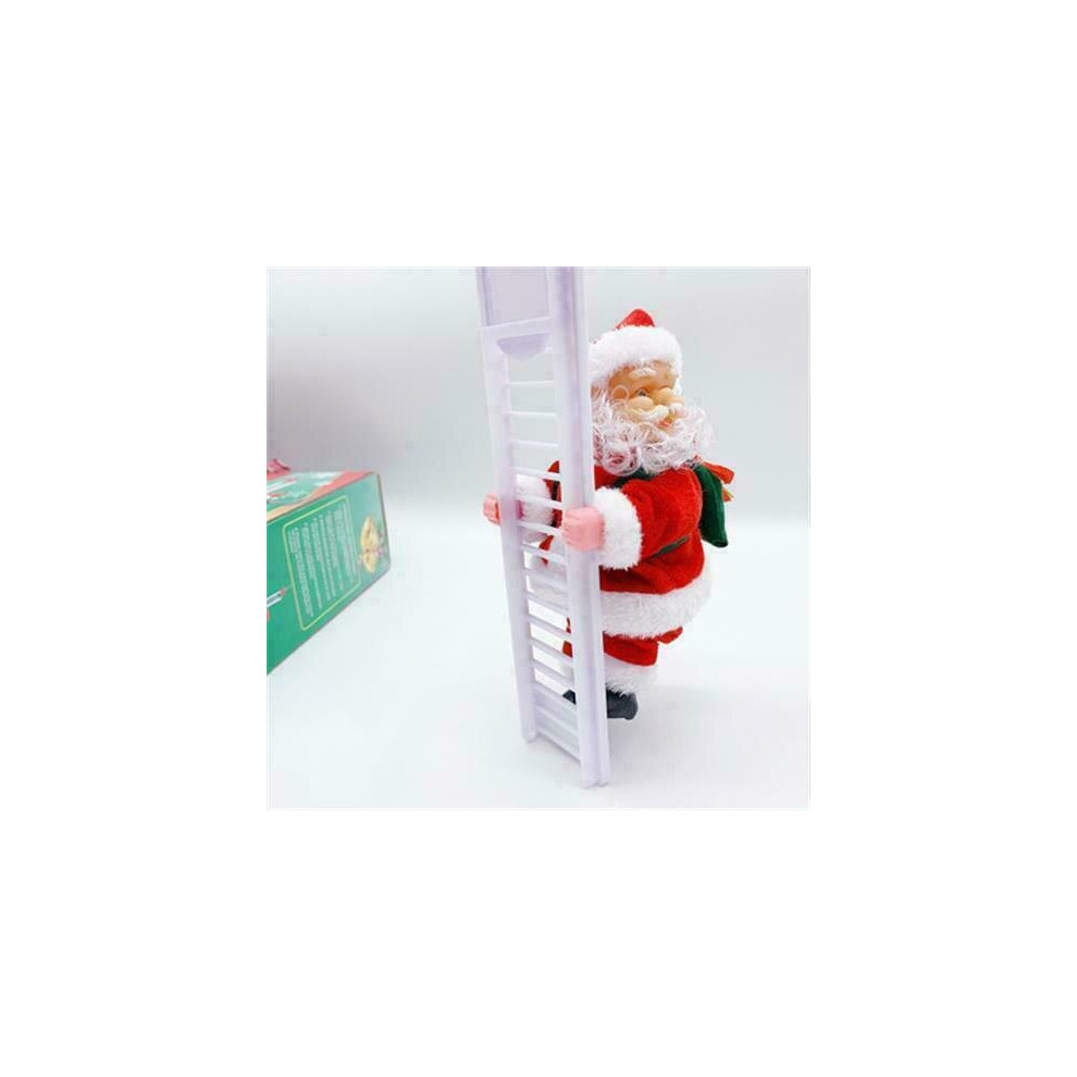 (White Single Climbing Ladder) Santa Claus Climbing Ladder Electronic DIY Christmas Tree Decoration Doll