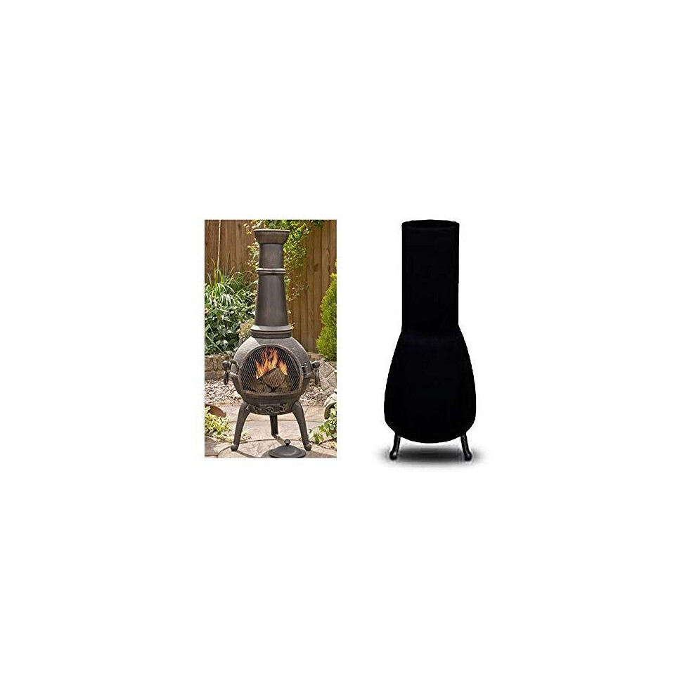Tonhui Chimenea Cover,Waterproof,Windproof, Oxford Fabric Outdoor Garden Patio Heater Black Cover 122 X 29 61Cm