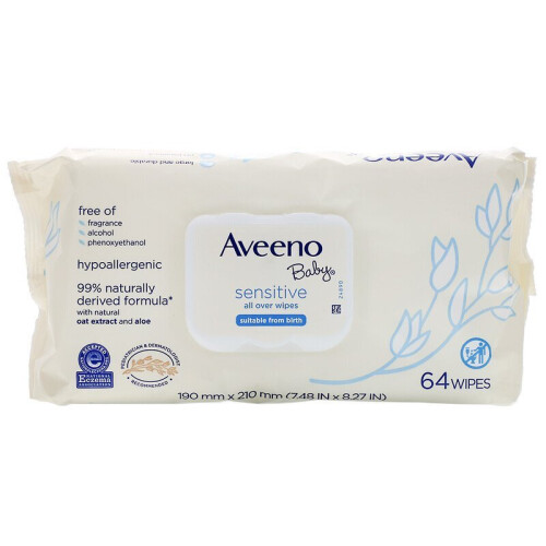 Aveeno Aveeno, Baby, Sensitive, All Over Wipes, 64 Wipes