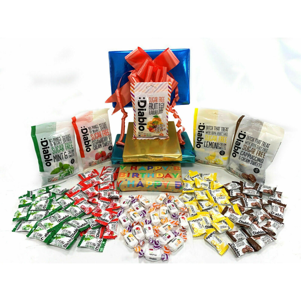 Gift Hamper Diablo Sugar Free Diabetic Sweets Retro Chocolate 5 X 75G