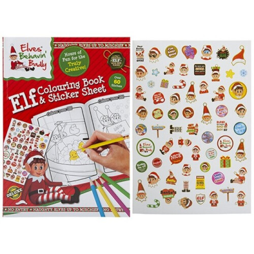 EXTRA LARGE ELF COLOURING BOOK WITH STICKER SHEET