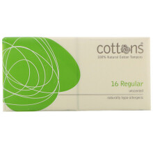 Cottons, 100% přírodní bavlněné tampóny, Průměrné, Nečichlá, 16 tampónů
